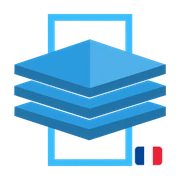Logo bleu Plaque-Plexiglass.fr avec un drapeau français — fabrication française
